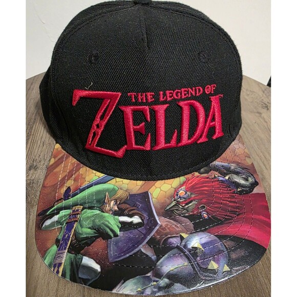 HTF New NINTENDO Legend of Zelda BlackRed Embroidered Logo Snapback Hat Cap RARE - Picture 4 of 9